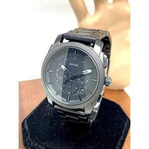 Fossil Men's Watch FS6015 Machine Quartz Chronograph Black Dial Steel 42mm